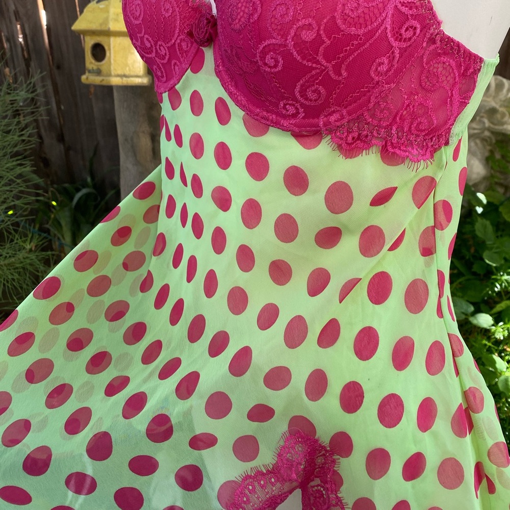 Lime Green Hot Pink Sheer Lace Babydoll Lingerie Gem lime-green-hot-pink-sheer-lace-babydoll-lingerie-gem